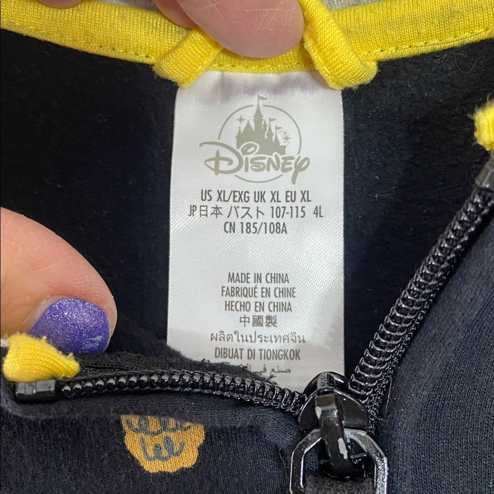 Long Sleeve Black Zip UP Hoodie Disney Lilo & Stitch Women XL Casual Sweatshirt - Picture 2 of 5